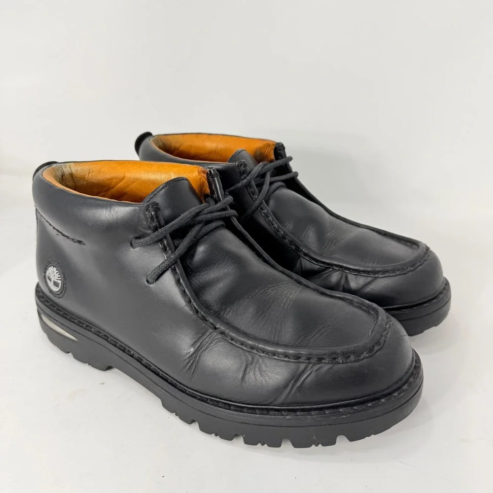 Timberland 17004 Mens Black Leather Moc Toe Chukka Lug Sole Boots 11.5 M